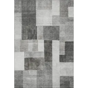 Machine Washable Indoor/Outdoor Neo Pewter 5\' x 7\'6\" Rug