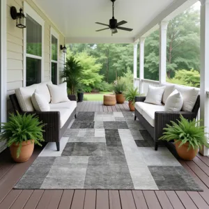 Machine Washable Indoor/Outdoor Neo Pewter 5\' x 7\'6\" Rug