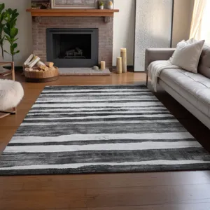 Machine Washable Indoor/Outdoor Neo Charcoal 5\' x 7\'6\" Rug