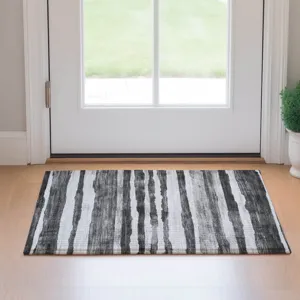 Machine Washable Indoor/Outdoor Neo Charcoal 1\'8\" x 2\'6\" Rug