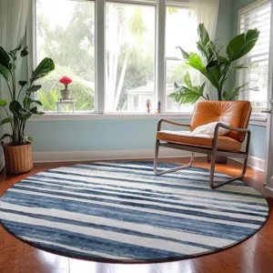 Machine Washable Indoor/Outdoor Neo Denim 8\' x 8\' Round Rug