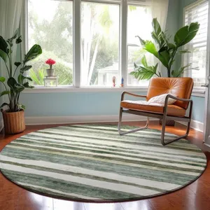 Machine Washable Indoor/Outdoor Neo Sage 8\' x 8\' Round Rug