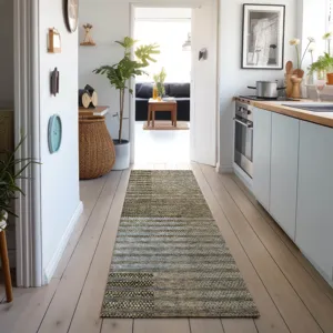Machine Washable Indoor/Outdoor Neo Taupe 2\'3\" x 7\'6\" Runner Rug