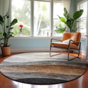 Machine Washable Indoor/Outdoor Neo Khaki 8\' x 8\' Round Rug