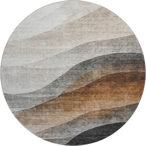 Machine Washable Indoor/Outdoor Neo Khaki 8' x 8' Round Rug