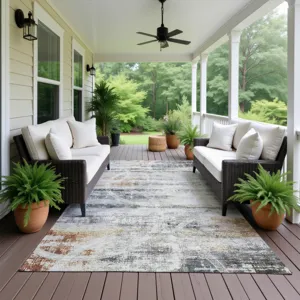 Machine Washable Indoor/Outdoor Neo Silver 5\' x 7\'6\" Rug