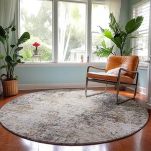 Machine Washable Indoor/Outdoor Neo Putty 8\' x 8\' Round Rug