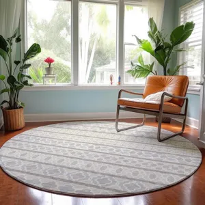 Machine Washable Indoor/Outdoor Neo Ivory 8\' x 8\' Round Rug