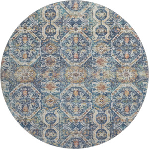 Machine Washable Indoor/Outdoor Neo Denim 8' x 8' Round Rug