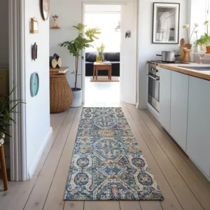 Machine Washable Indoor/Outdoor Neo Denim 2\'3\" x 7\'6\" Runner Rug