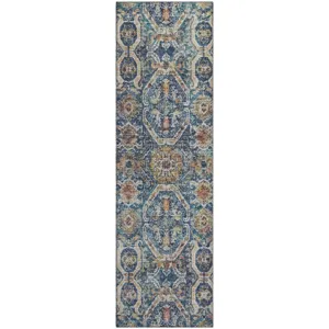 Machine Washable Indoor/Outdoor Neo Denim 2\'3\" x 7\'6\" Runner Rug