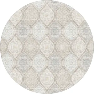 Machine Washable Indoor/Outdoor Neo Linen 8\' x 8\' Round Rug