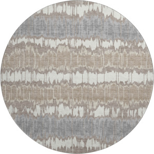 Machine Washable Indoor/Outdoor Neo Taupe 8' x 8' Round Rug