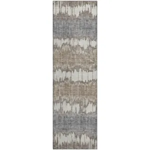 Machine Washable Indoor/Outdoor Neo Taupe 2\'3\" x 7\'6\" Runner Rug