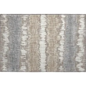 Machine Washable Indoor/Outdoor Neo Taupe 1\'8\" x 2\'6\" Rug
