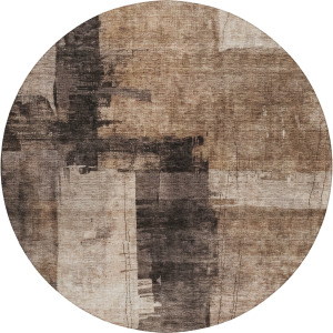 Indoor/Outdoor Nouveau Brown 8' x 8' Round Rug