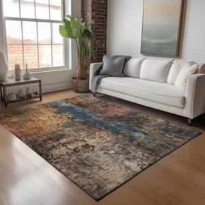 Indoor/Outdoor Nouveau Blue 3\' x 5\' Rug