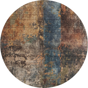 Indoor/Outdoor Nouveau Blue 8' x 8' Round Rug