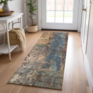Indoor/Outdoor Nouveau Blue 2\'3\" x 7\'6\" Runner Rug