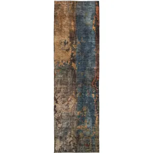 Indoor/Outdoor Nouveau Blue 2\'3\" x 7\'6\" Runner Rug