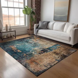 Indoor/Outdoor Nouveau Teal 10\' x 14\' Rug