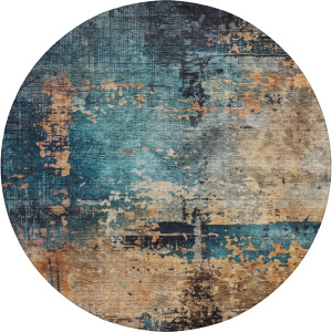 Indoor/Outdoor Nouveau Teal 8' x 8' Round Rug