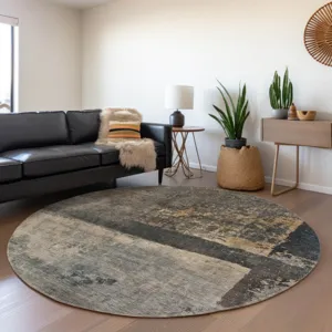 Indoor/Outdoor Nouveau Coffee 8\' x 8\' Round Rug
