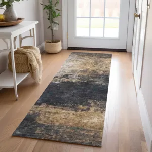Indoor/Outdoor Nouveau Charcoal 2\'3\" x 7\'6\" Runner Rug