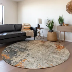 Indoor/Outdoor Nouveau Khaki 8\' x 8\' Round Rug