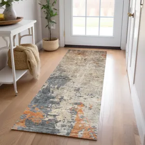 Indoor/Outdoor Nouveau Khaki 2\'3\" x 7\'6\" Runner Rug