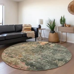 Indoor/Outdoor Nouveau Sage 8\' x 8\' Round Rug