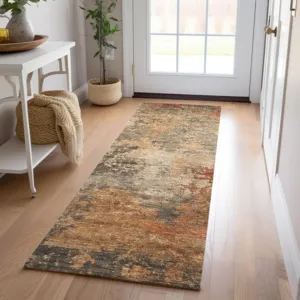 Indoor/Outdoor Nouveau Khaki 2\'3\" x 7\'6\" Runner Rug