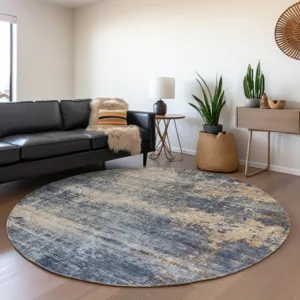 Indoor/Outdoor Nouveau Denim 8\' x 8\' Round Rug