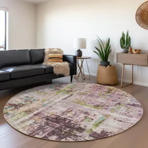 Indoor/Outdoor Nouveau Lavender 8\' x 8\' Round Rug
