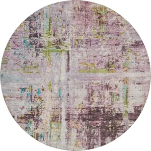 Indoor/Outdoor Nouveau Lavender 8\' x 8\' Round Rug