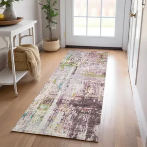 Indoor/Outdoor Nouveau Lavender 2\'3\" x 7\'6\" Runner Rug