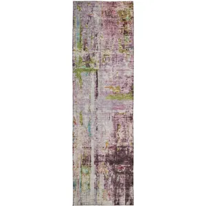 Indoor/Outdoor Nouveau Lavender 2\'3\" x 7\'6\" Runner Rug