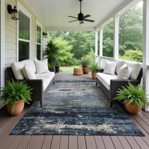 Indoor/Outdoor Nouveau Navy 3\' x 5\' Rug