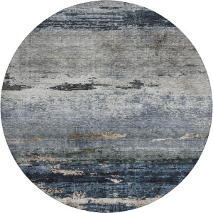 Indoor/Outdoor Nouveau Navy 8' x 8' Round Rug