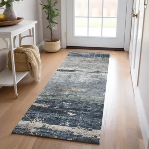Indoor/Outdoor Nouveau Navy 2\'3\" x 7\'6\" Runner Rug