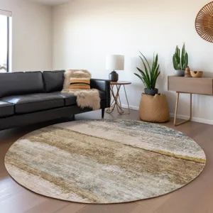 Indoor/Outdoor Nouveau Beige 8\' x 8\' Round Rug