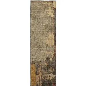 Indoor/Outdoor Nouveau Khaki 2\'3\" x 7\'6\" Runner Rug