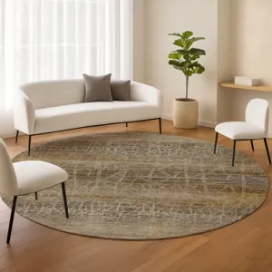 Machine Washable Nexus Beige 8\' x 8\' Round Rug