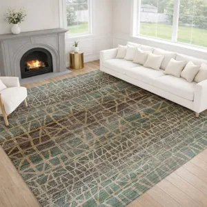 Machine Washable Nexus Teal 6\'6\" x 9\'6\" Rug