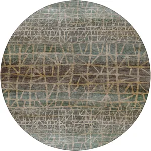 Machine Washable Nexus Teal 8\' x 8\' Round Rug