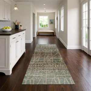 Machine Washable Nexus Teal 2\'3\" x 7\'6\" Runner Rug