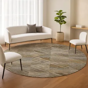 Machine Washable Nexus Beige 8\' x 8\' Round Rug