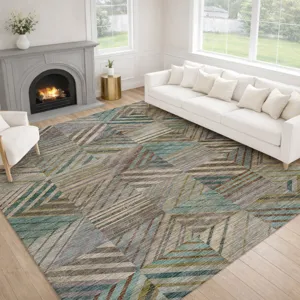 Machine Washable Nexus Teal 3\' x 5\' Rug