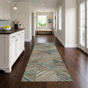 Machine Washable Nexus Teal 2\'3\" x 7\'6\" Runner Rug