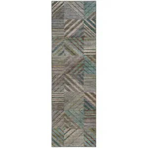 Machine Washable Nexus Teal 2'3" x 7'6" Runner Rug